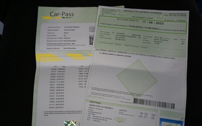 Audi A4 cena 42900 przebieg: 302000, rok produkcji 2014 z Resko małe 277